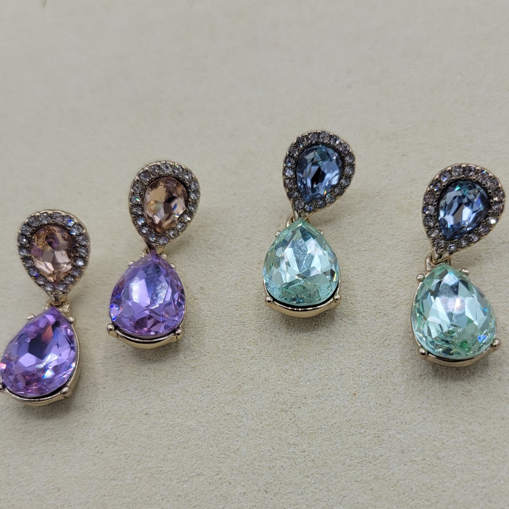 Givenchy Colorful Crystal Pierced Earrings • Better Costume • 1 Pair Per Order